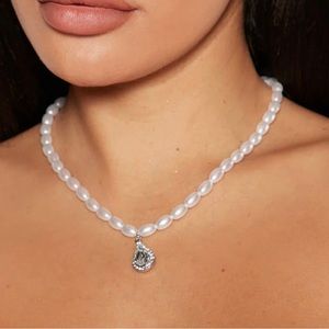Pearl Teardrop Rhinestone Necklace